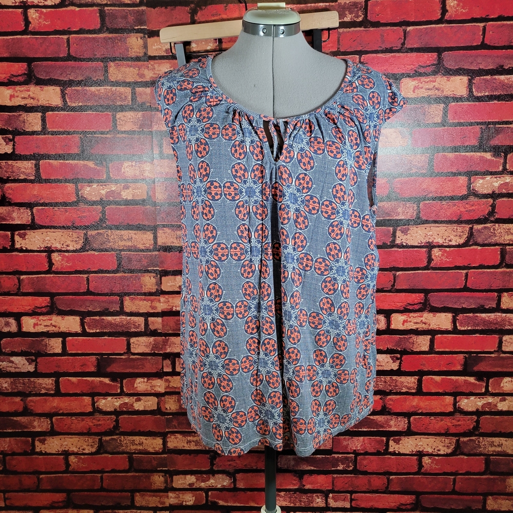 Modcloth Blue and Red Patterned Blouse